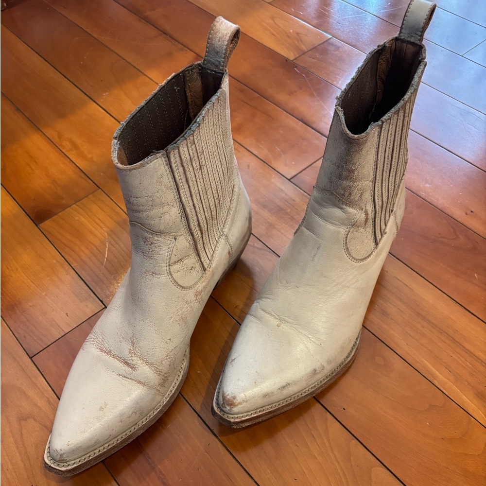 Frye Cream Ankle Booties